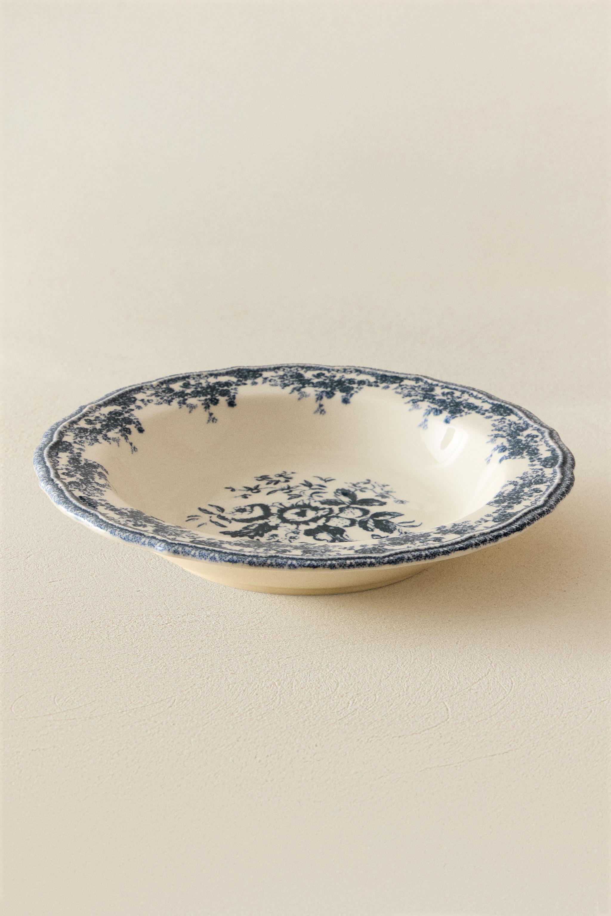 FLORAL EARTHENWARE SOUP PLATE